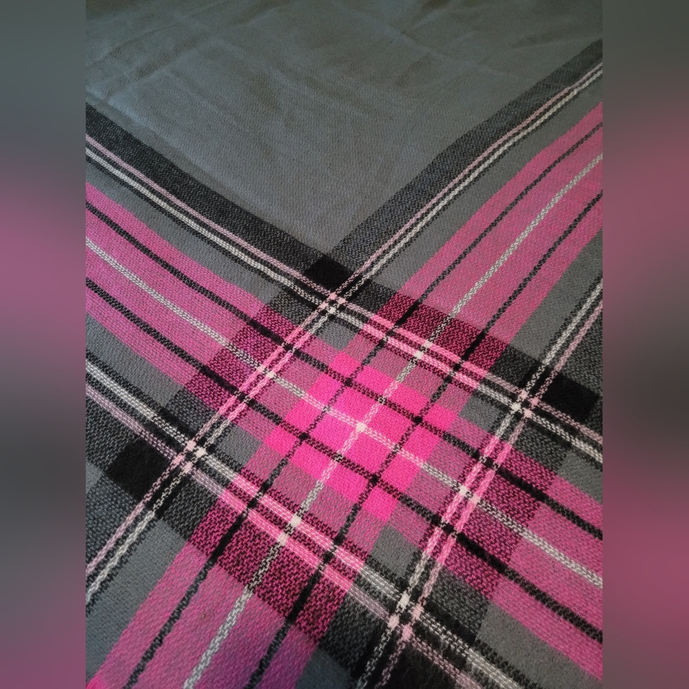 Pink and Dark Gray Acrylic Scarf